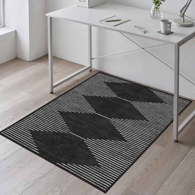 FURKIT Office Chair Mat for Hardwood Floors, Durable 36"x55" Low-Pile Bohemian Stripe Desk Rug with Non-Slip Backing, Easy-Glide Computer Floor Protector for Rolling Chairs - Image 1